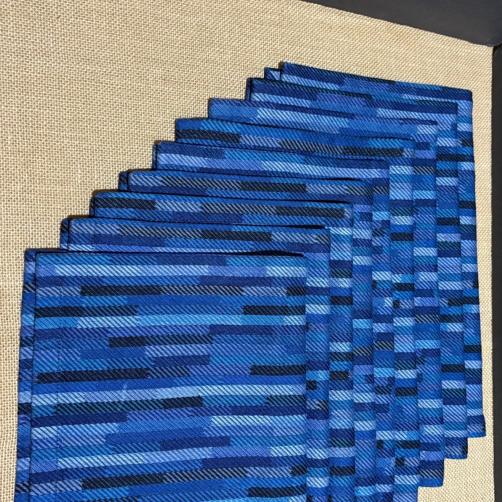 Crate & Barrel Kendi Placemats Set of 9 100% Cotton Woven 18x14 Blue Coastal